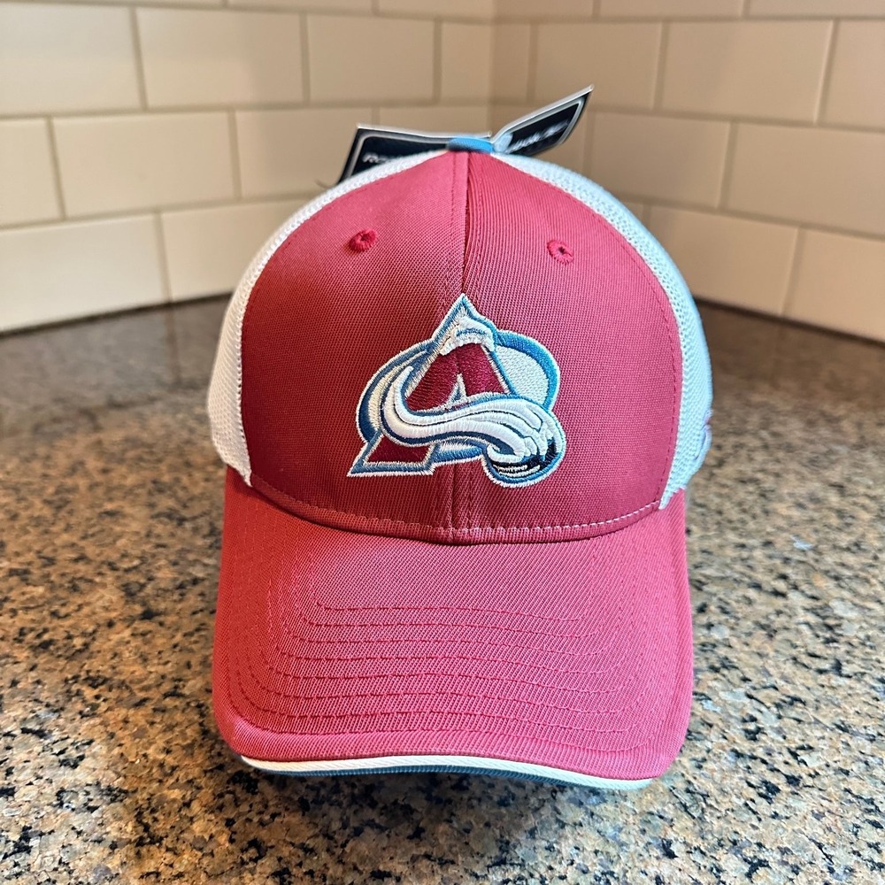 Vtg Colorado Avalanche Reebok Stretch Fit Hat Men OS Red TACTEL Blend